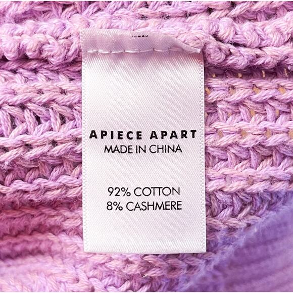 Apiece Apart Astro V-Neck Chunky Knit Sweater Lavender Cotton Cashmere Size XS - Picture 9 of 9